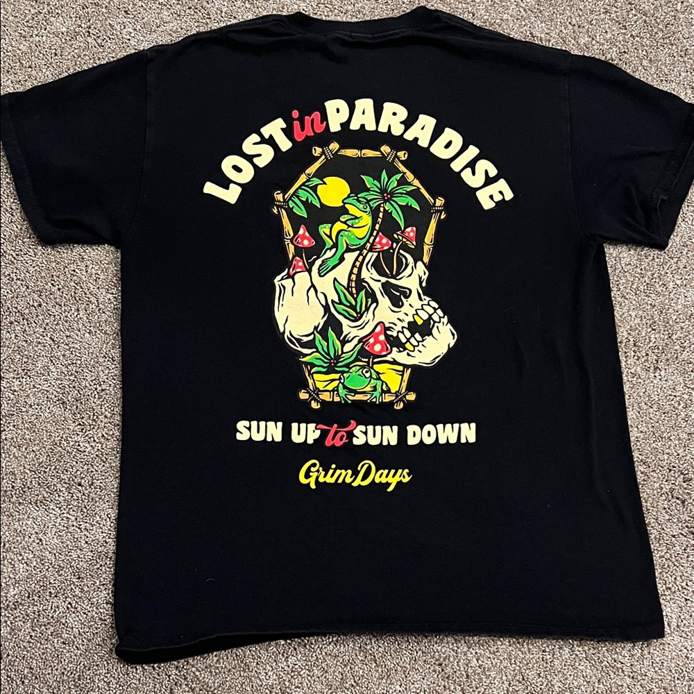 Grim Days List in Paradise men’s Tshirt